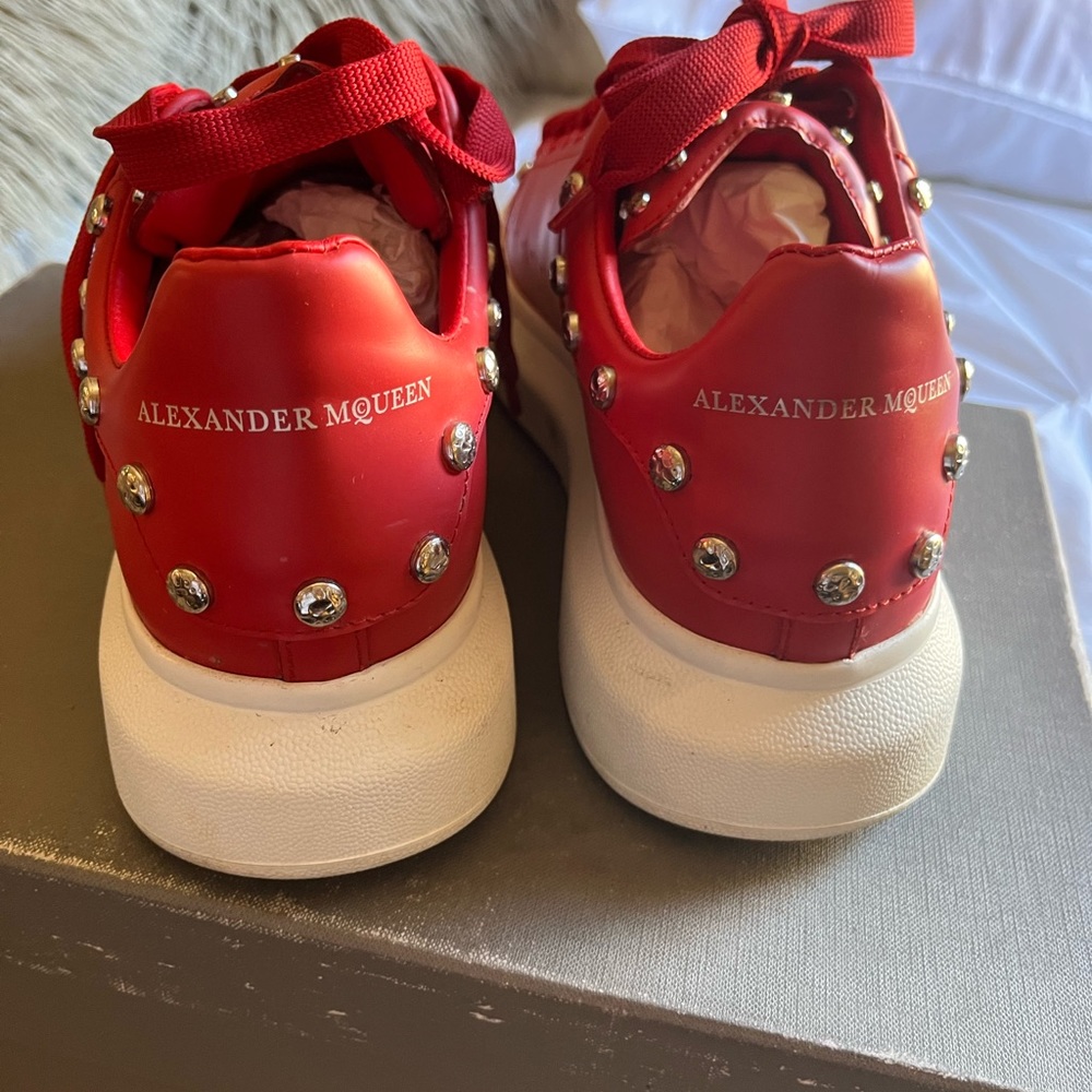 Red Alexandra McQueen with Silver studs only wear 5 times in Very good condition